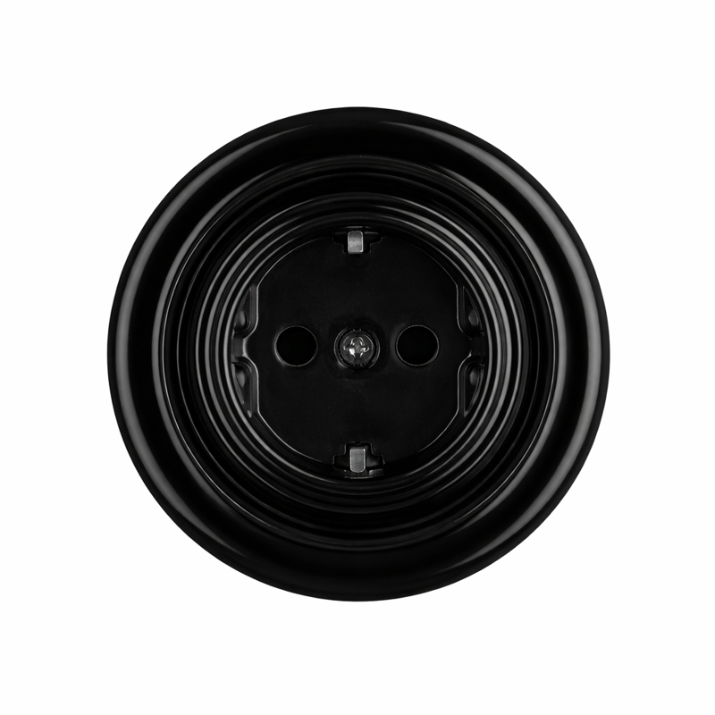 Porcelánová zásuvka Schuko - Černá