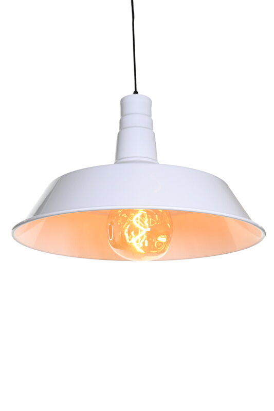 Bílé industriální závěsné svítidlo 45 cm – E27
