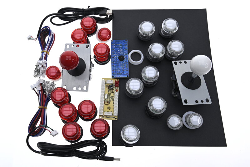 Arcade ovládací sada pro 2 hráče – joystick + tlačítka + USB
