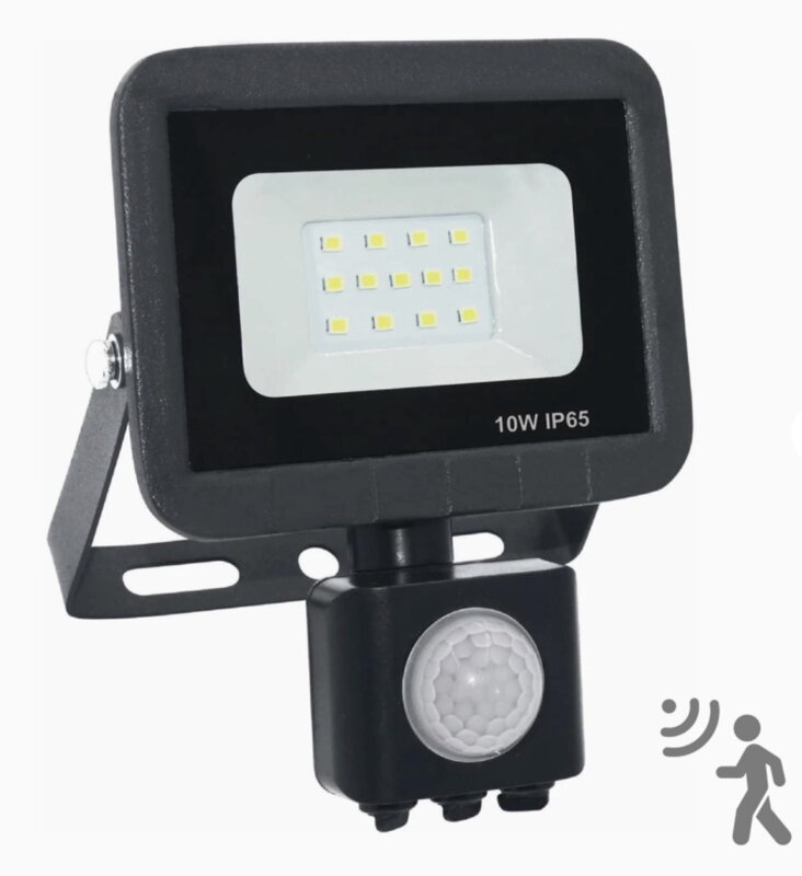 LED reflektor 10 W s PIR čidlem, 800 lm, 4000 K, IP65
