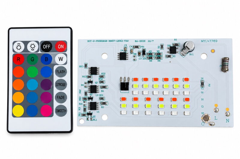 RGB LED modul 30 W, 220 V, 99 × 57 mm s dálkovým ovládáním