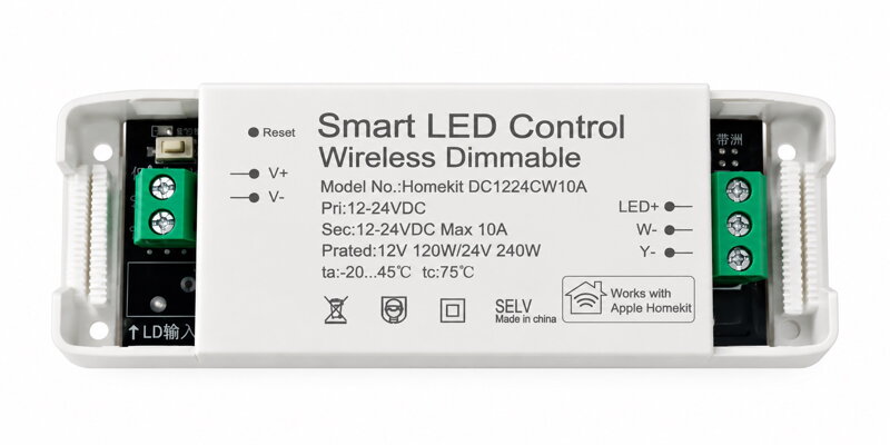 Smart LED Controller / bezdrátový stmívač 12–24 V DC – Apple HomeKit, CCT