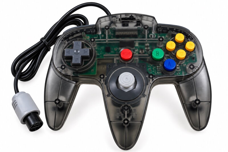 Drátový ovladač pro Nintendo 64 (N64) – transparentní černý