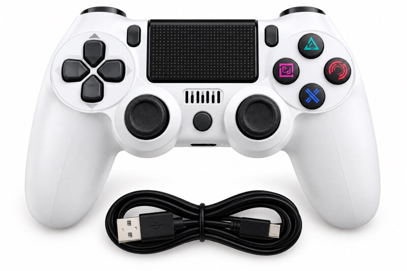 Bezdrátový gamepad pro PS4, PS3, PC, Android a iOS – bílý
