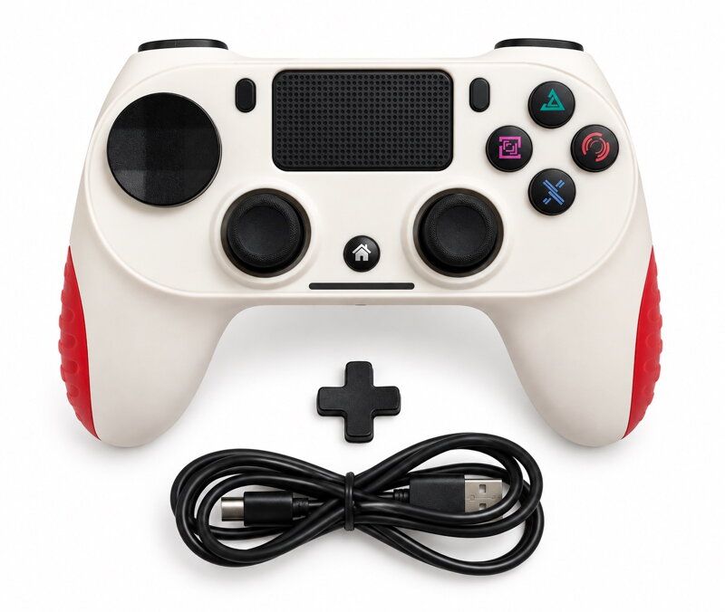Bezdrátový gamepad pro PS4, PC, Android, iOS a Steam Deck – červeno-bílý