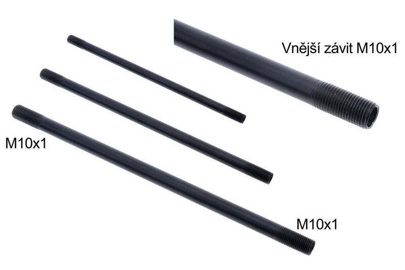 Závitová trubička s částečným vnějším závitem M10×1 – černá