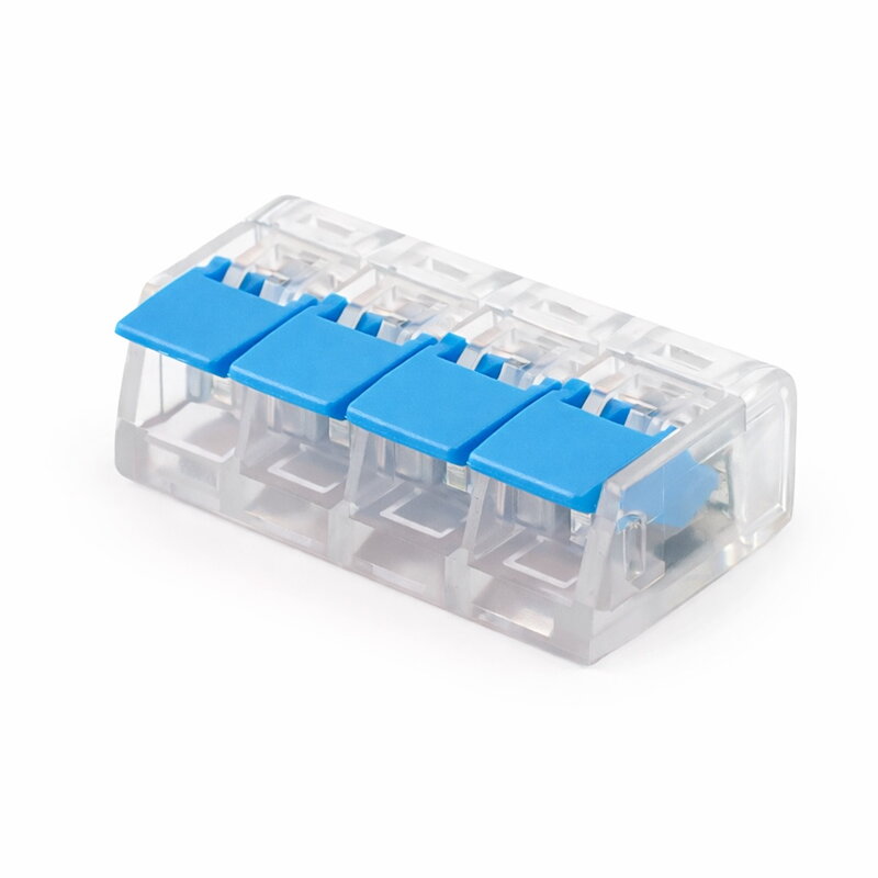 Čtyřcestná páčková svorkovnice 32A – modrá