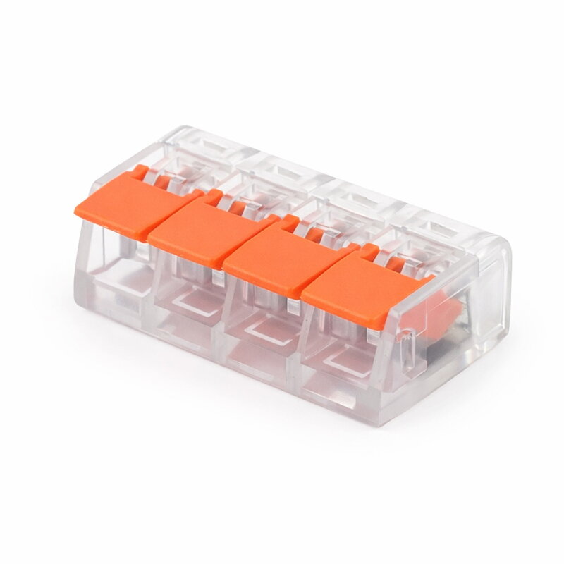 Čtyřcestná páčková svorkovnice 32A – oranžová