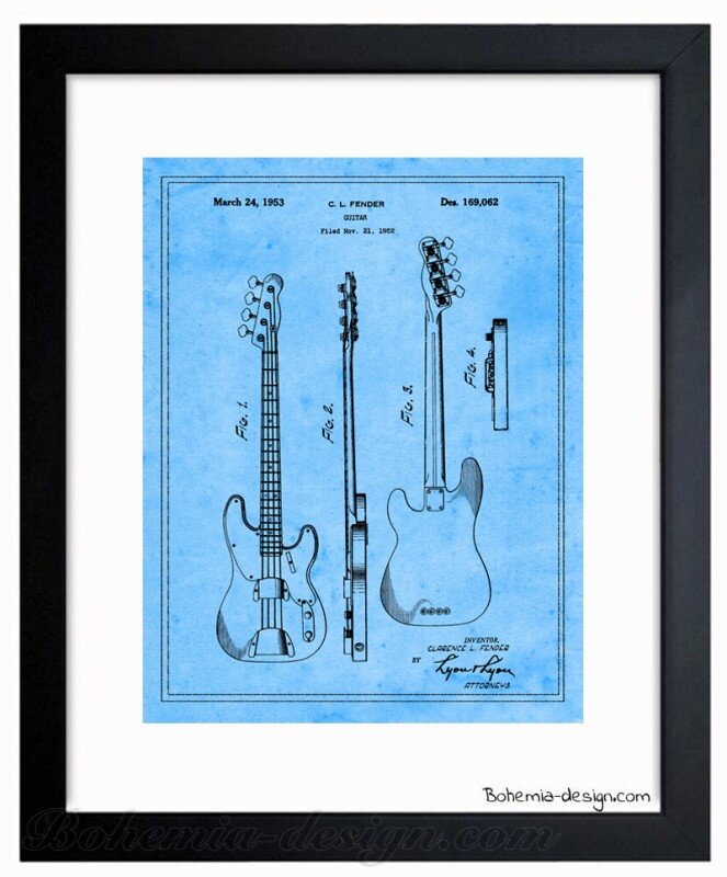 Ilustrace Kytara Fender 1952 / 30x40 cm