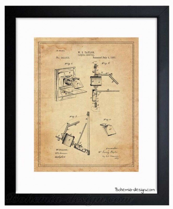 Ilustrace camera obscura 1881 / 30x40 cm Ilustrace camera obscura 1881 / 30x40 cm