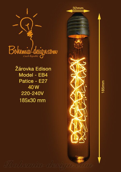 Žárovka Edison 40W/230V patice E27 (vintage)model Eb4