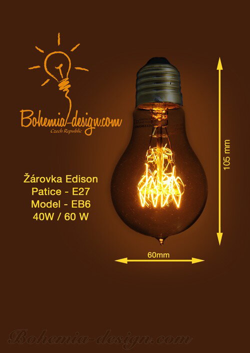 Žárovka Edison 40W/230V patice E27 (vintage)model Eb6