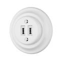 Porcelánová USB napájecí zásuvka, 2x USB A