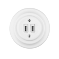 Porcelánová USB napájecí zásuvka, 2x USB A