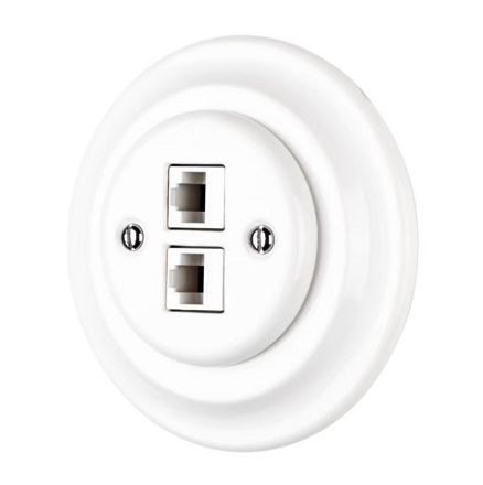 Porcelánová Ethernetová zásuvka, 2x CAT.5E