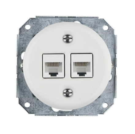 Porcelánová Ethernetová zásuvka, 2x CAT.5E, bez rámečku