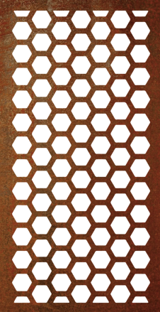 Plotová výplň 1x2m, plech 2mm - povrchová úprava Vintage koroze, Plástve
