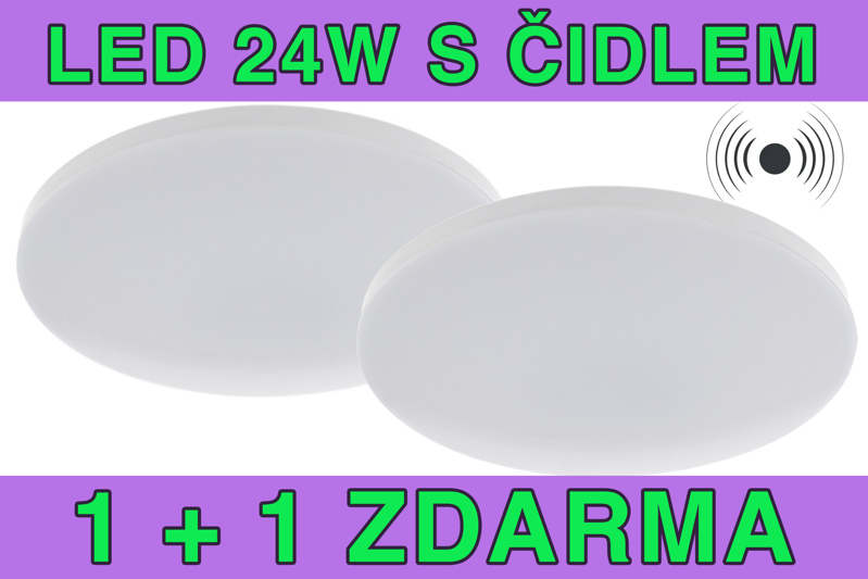 AKCE 1+1 ZDARMA! LED panel - Přisazený s radarem a čidlem na světlo 24W, 30cm