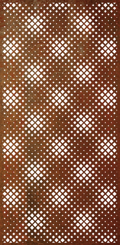 Plotová výplň 1x2m, plech 2mm - povrchová úprava Vintage koroze, Čtverce
