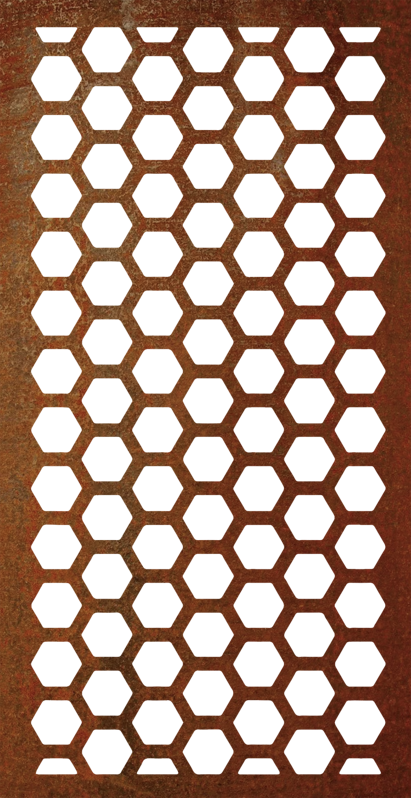 Plotová výplň 1x2m, plech 2mm - povrchová úprava Vintage koroze, Plástve