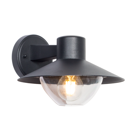 GAUDI 1xE27/60W, IP44, MATT BLACK/CLEAR