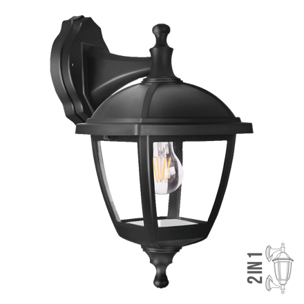 PALERMO 1xE27/60W,IP44, BLACK, WALL