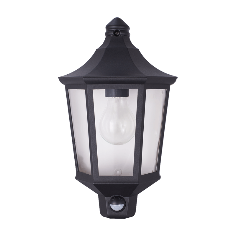 TULSA 1xE27/60W,IP44,SENSOR,MAT BK,CLEAR