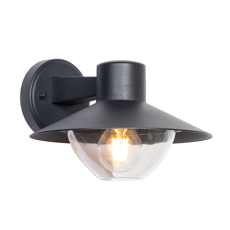 GAUDI 1xE27/60W, IP44, MATT BLACK/CLEAR