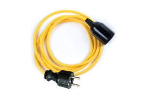 Textilní kabel 2x0,75mm2 Žlutý Z10 s objímkou a vidlicí