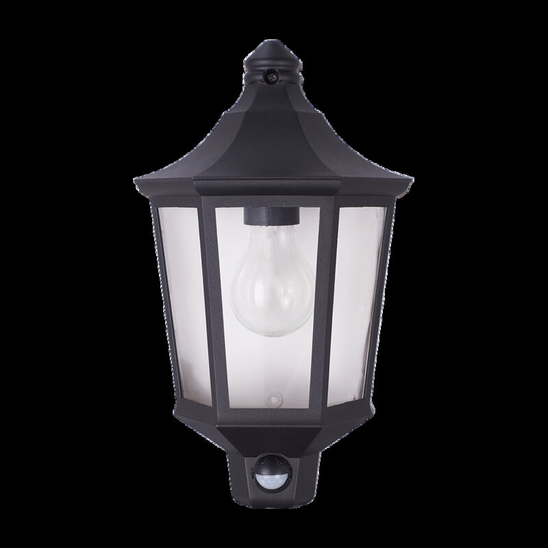 TULSA 1xE27/60W,IP44,SENSOR,MAT BK,CLEAR